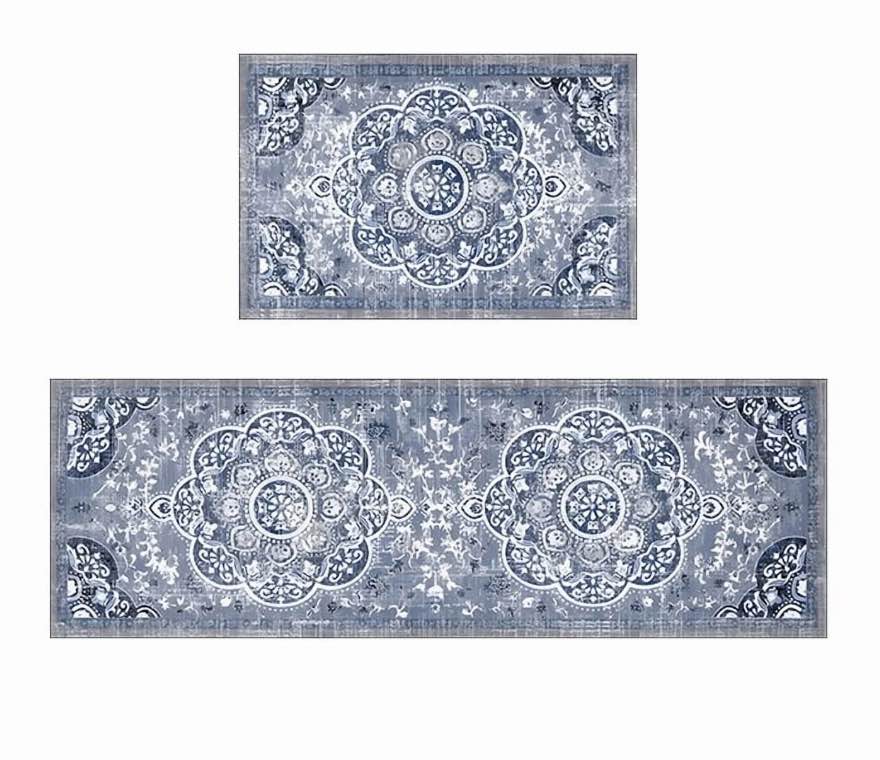 FTCBJJA Boho Kitchen Rug Set 2 Piece, Memory Foam Kitchen Mat for Floor, Machine Washable Vintage Carpets, Waterproof Sink Area Rugs, Home Comfort Standing Mat, 20"x31.5" + 20"x63"