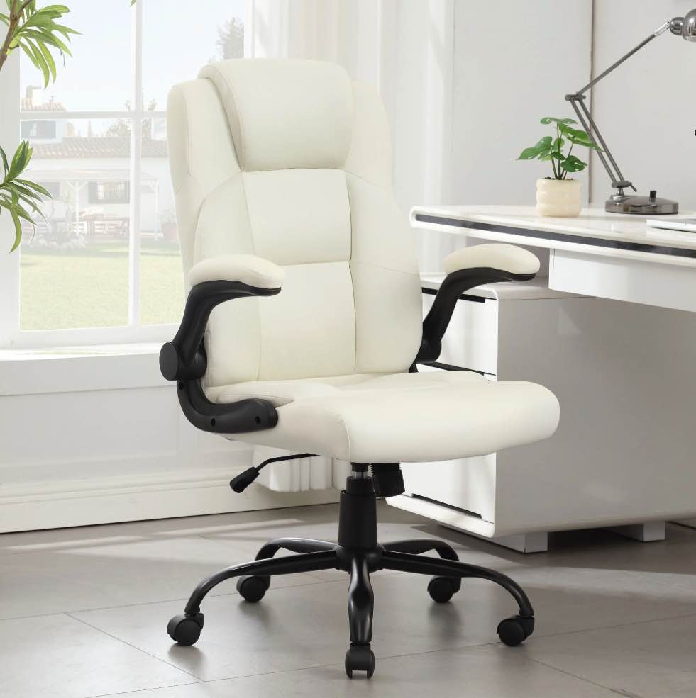 JONPONY Big and Tall Office Chair 400LBS Wide Seat Ergonomic Computer Desk Chair High Back Executive Leather Chair Adjustable Task Chair Lumbar Back Support 8 Hours Heavy Duty Design,9189,White