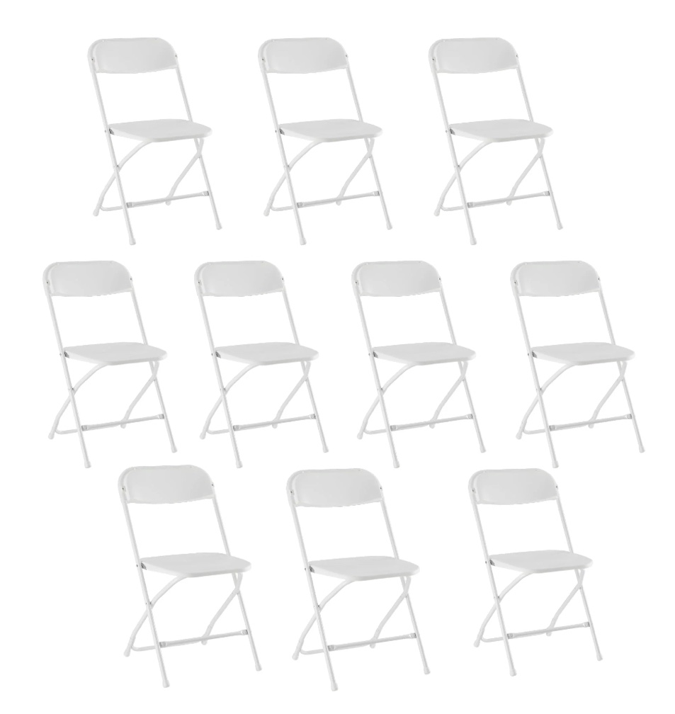 CONCETTA Plastic Folding Chair Set of 10, 330LB Load Capacity Lightweight for Indoor/Outdoor, White
