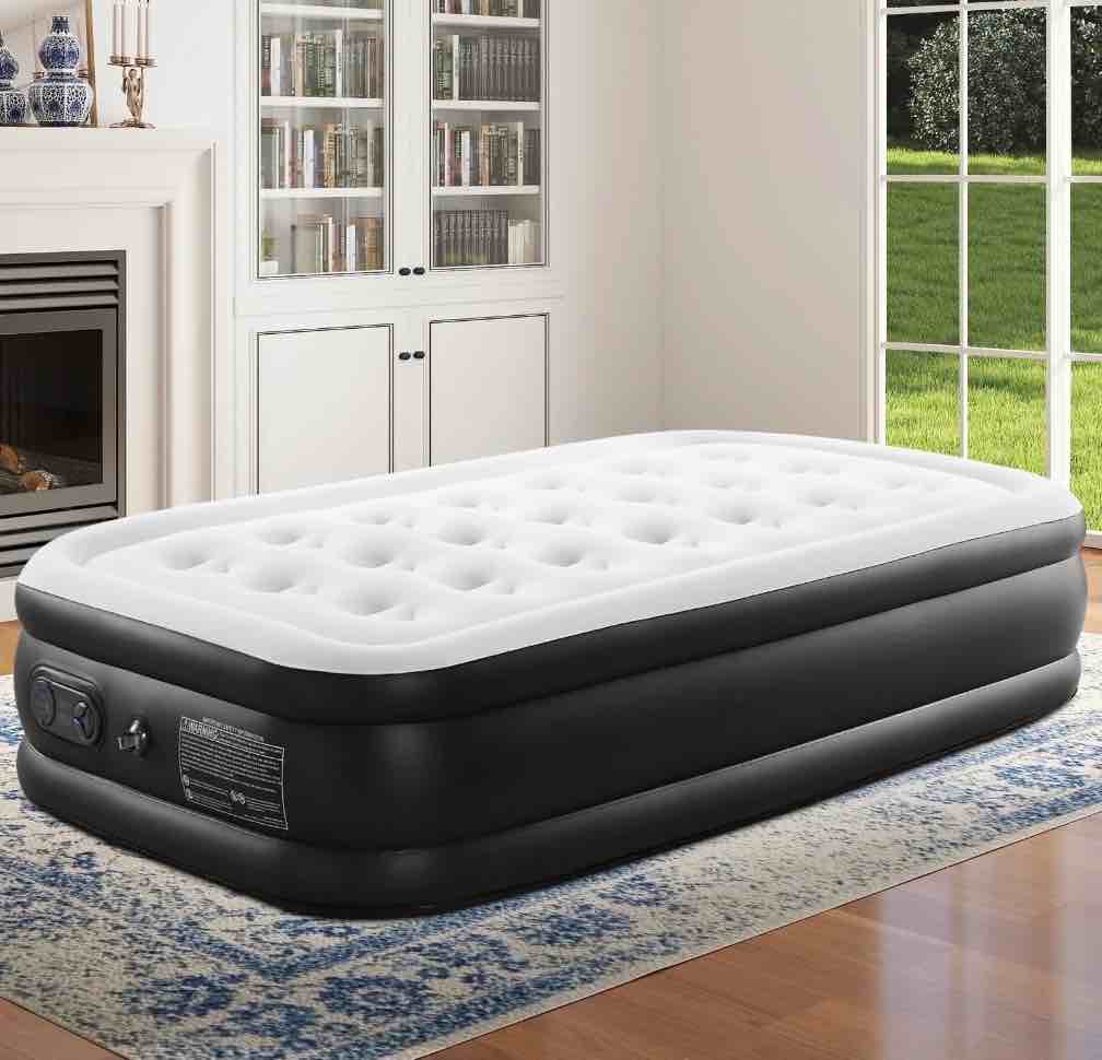 CONCETTA Twin Size 18" Air Mattress, Inflatable Bed with Built-in Pump, Quick Setup & Comfortable Support for Home and Travel