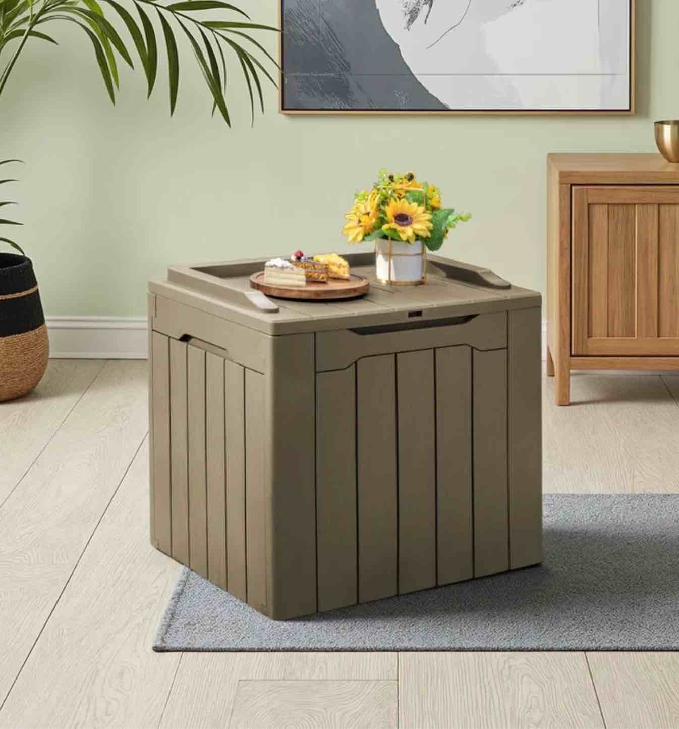 Homall 31 Gallon Outdoor Deck Box In Resin with Seat, Light Coffee