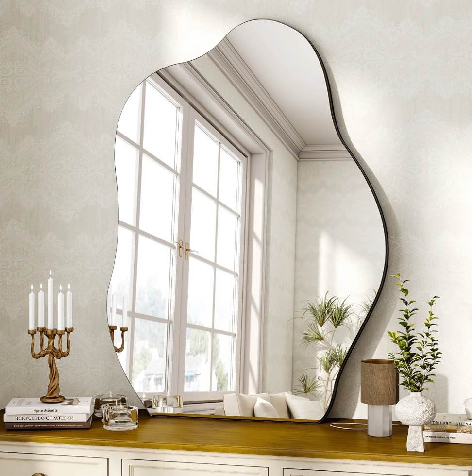 YVANLA 26"x38" Irregular Bathroom Wall Mirror Vanity Wall Mirror