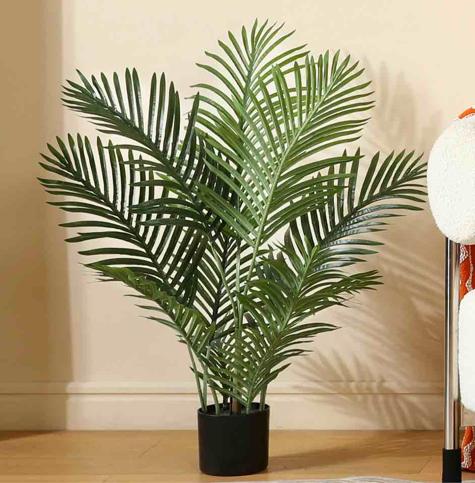 2 Pack 3 Feet Fake Majesty Palm Plant Artificial Majestic Palm Faux Ravenea Rivularis in Pot for Indoor Outdoor Home Office Store, Great Housewarming Gift, Set of 2