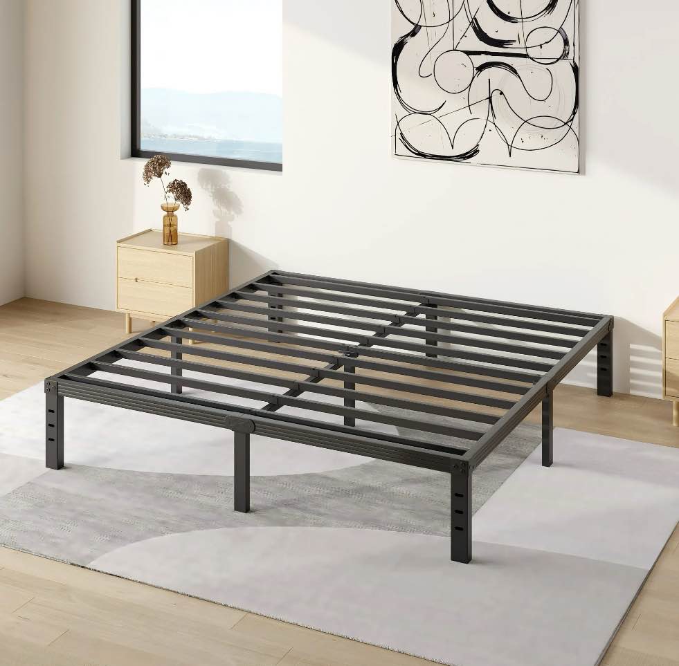 COMASACH 14 inch King Bed Frame, Easy Assembly, No Box Spring Needed, Heavy Duty Metal Platform King Size, Noise Free, Black