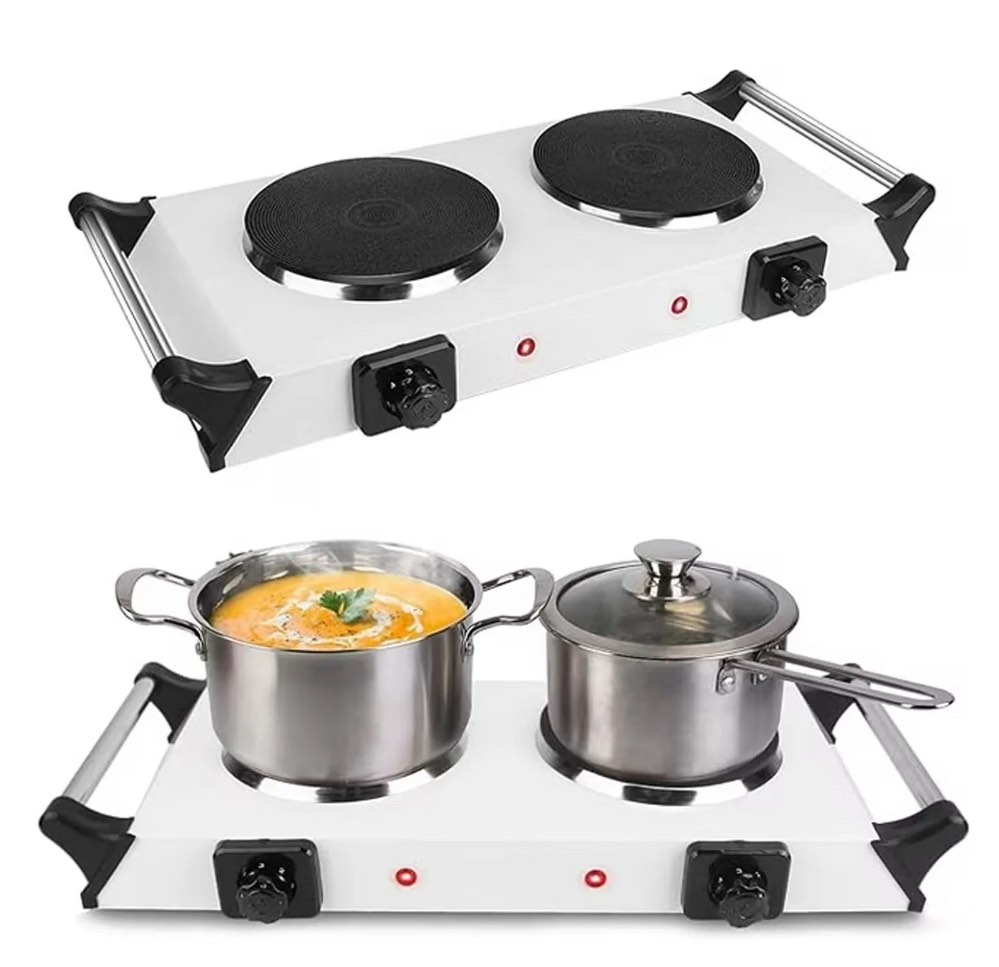2000W Electric Countertop Burner, Double Burner Countertop, Portable Electric Hot Plate, Adjustable Temperature Control, Lightweight   Electric Stove Cooking Ranges for Home Dorm Camping Cooking
