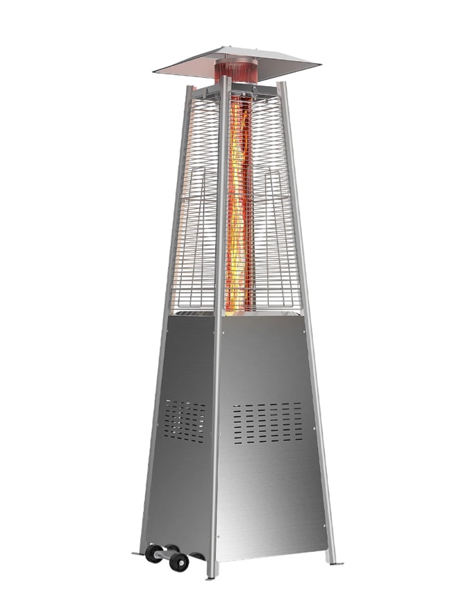 edx 42000 BTU Outdoor Propane Patio Heater Tower with Wheels, Stainless Steel