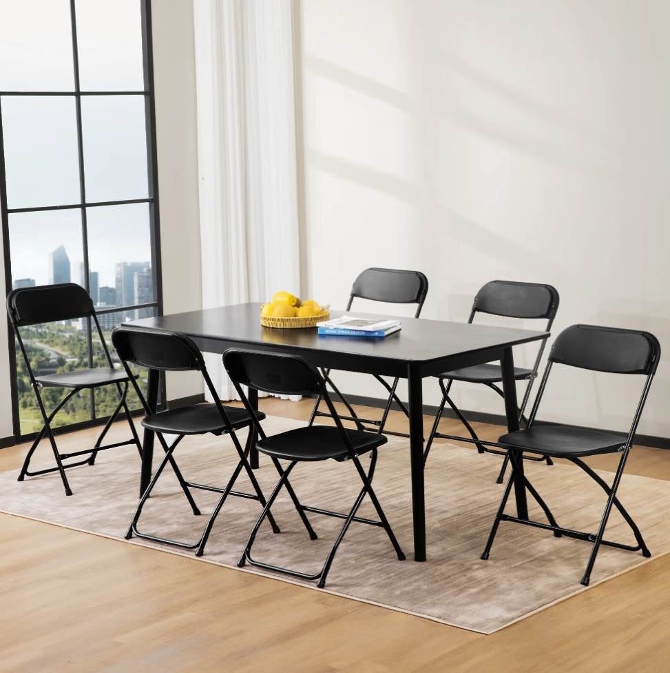 CONCETTA Plastic Folding Chair Set of 10, 330LB Load Capacity Lightweight for Indoor/Outdoor, Black