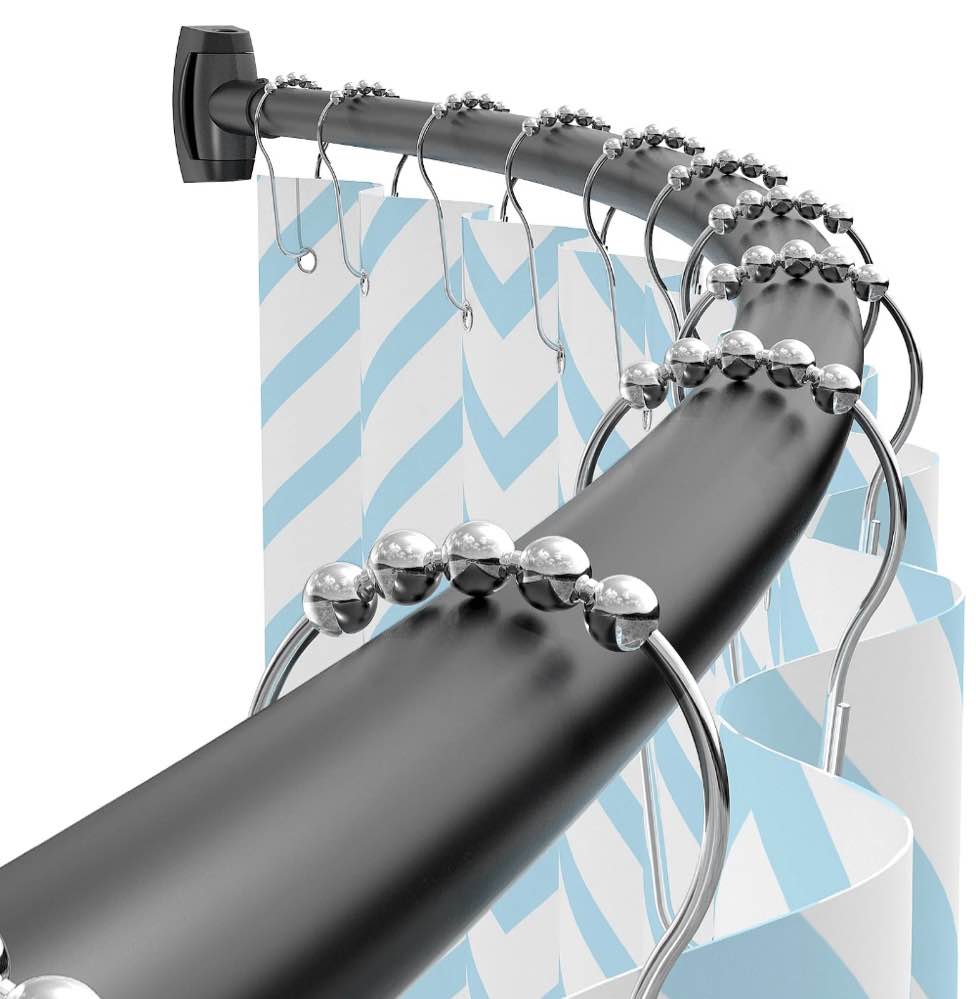 Yeabett Curved Shower Curtain Rod 43-72 Inches Adjustable, Shower Rods for Bathroom Aluminum Rustproof, Round shower curtain rod Expandable, Black