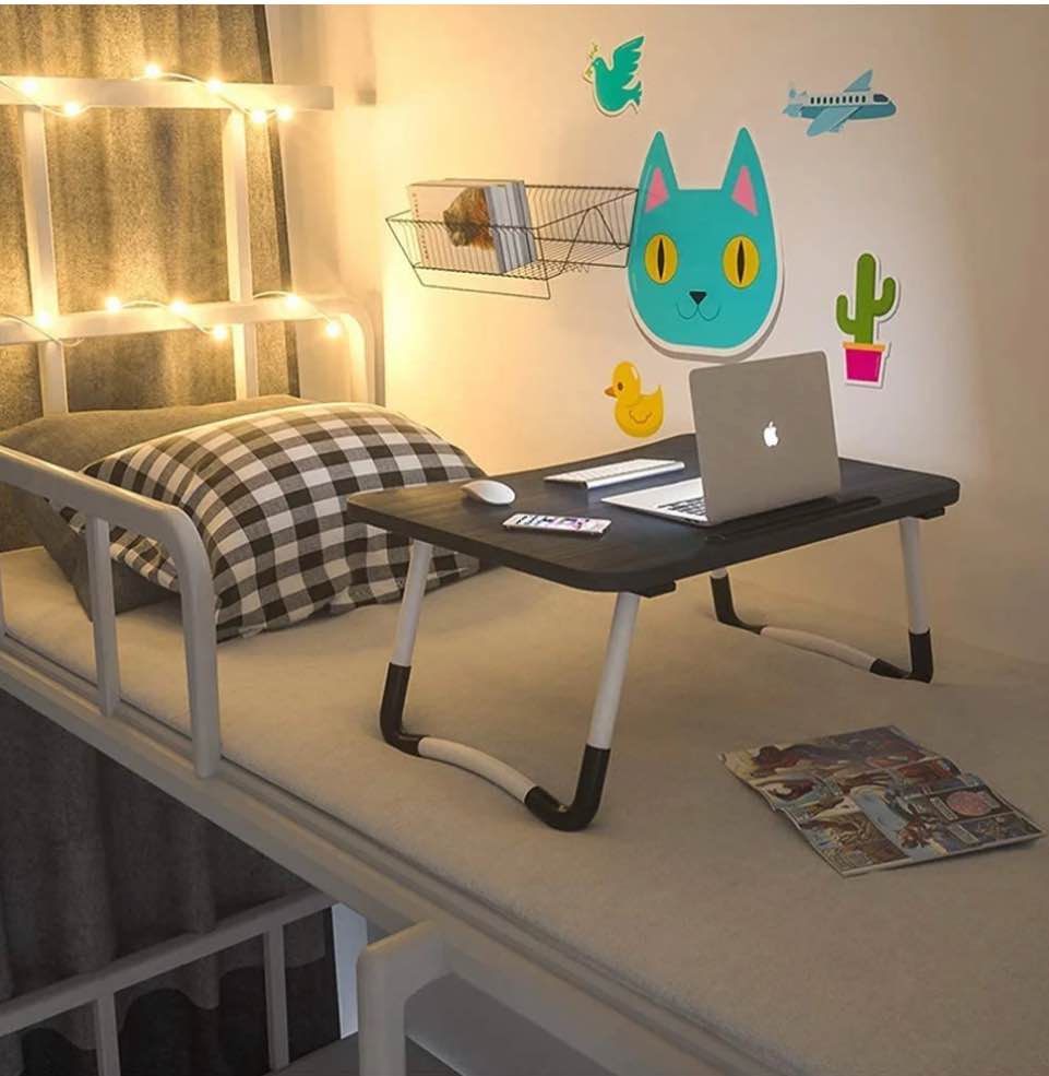 Mighty Rock Laptop Desk Foldable Tray Table Bed Stand Standing Table for Bed Sofa Couch Floor Black