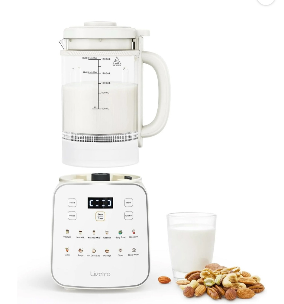 53oz Nut Milk Maker, 12?in?1 Heated Blender, Detachable Pitcher, 24H Delay, Keep Warm, Auto?Clean