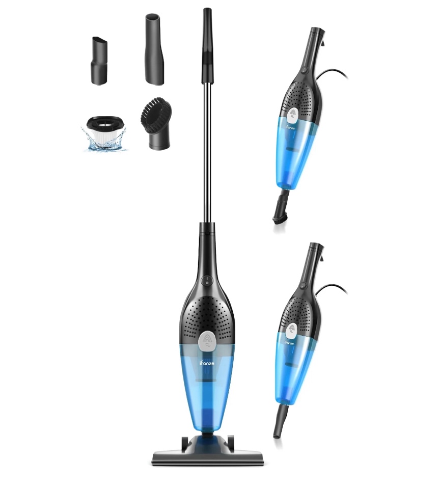 Emossie Corded Stick Vacuum Cleaners, 25KPa Lightweight Handheld Multi-Surface 3-in-1 Small Vacuum Cleaners, 1000W Motor Household Vacuum for Home Hardwood Floor Carpet Car Pet Hair, Black, BR602