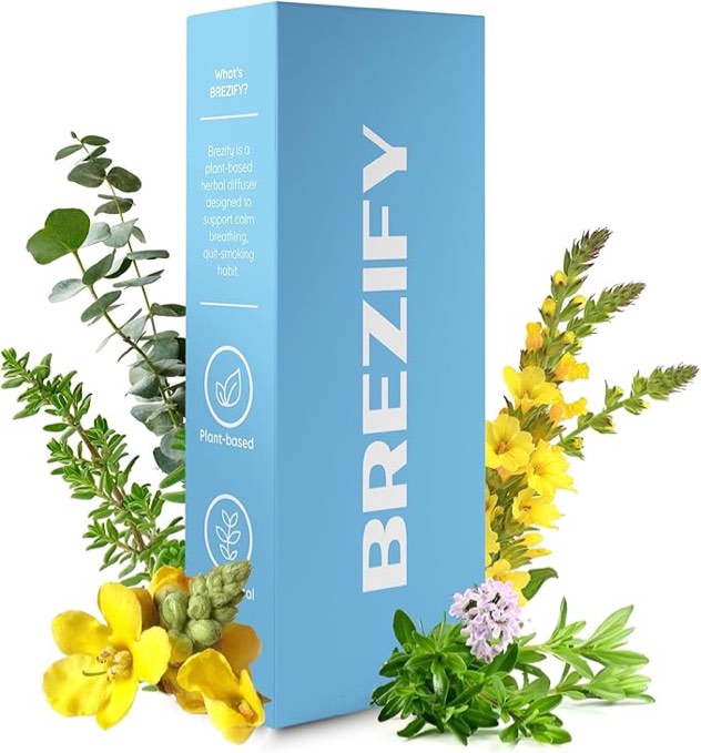 Brezify Aromatic Inhaler with Menthol, Thyme & Eucalyptus for Lung Detox – Herbal Diffuser Pen & Nat