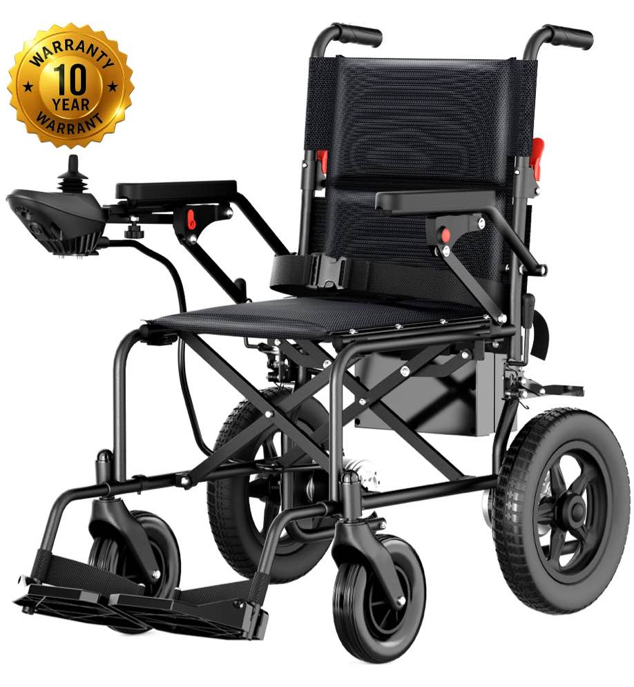 SACVON Foldable Electric Wheelchair for Seniors, All Terrain Motorized Wheelchair for Seniors with Detachable Battery,Airline Approved
