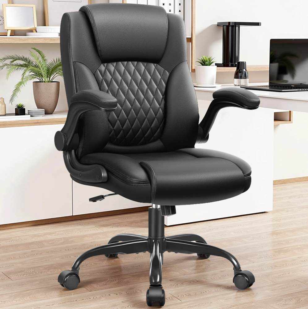 COOLHUT Leather Office Chair, Big and Tall Office Chair 400LBS Wide Seat Ergonomic Computer Desk Chair High Back Executive Leather Chair Adjustable Task Chair Lumbar Back with 8-Year Warranty, Black