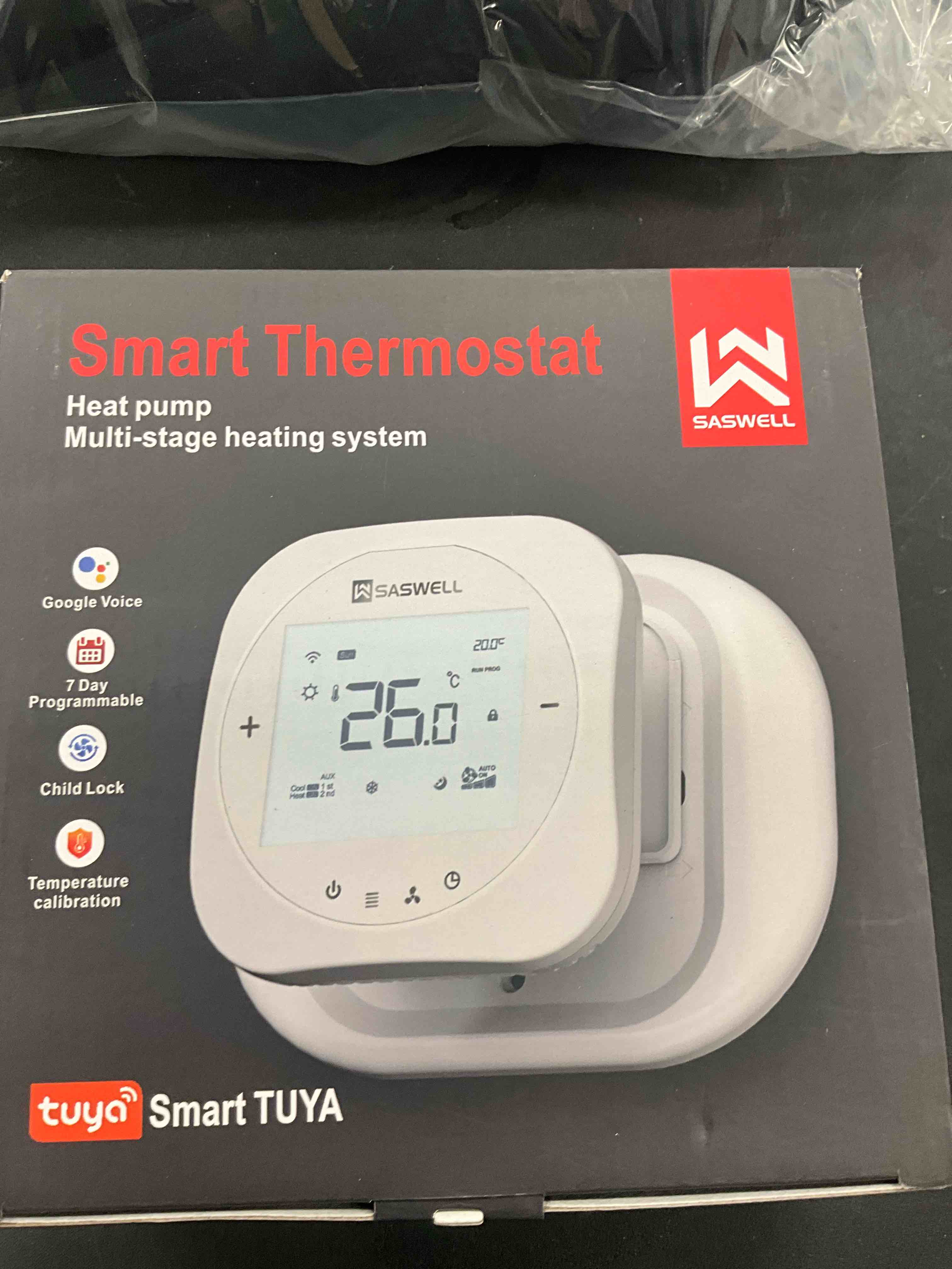 Condition photo showing Good Condition for Smart WiFi Thermostat for Home, Programmable Thermostat with C-Wire Adapter, 3H/2C for Heat Pump & Conventional Systems, Tuya App Control, Compatible with Alexa & Google Assistant, White with C wire adapter White