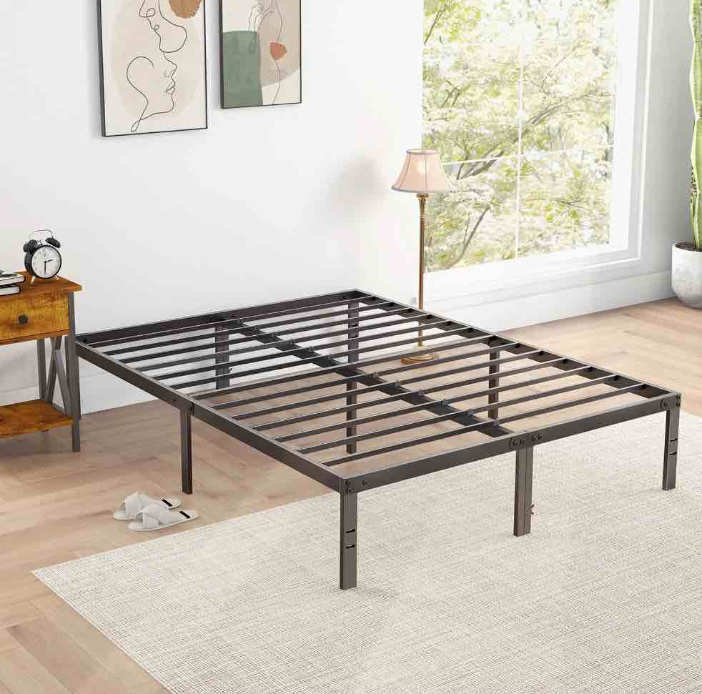 edx Bed Frame - Full Size Heavy Duty Platform Bed with Underbed Storage, 14-Inch High Steel Slat Support, Non-Slip Design, No Box Spring Required