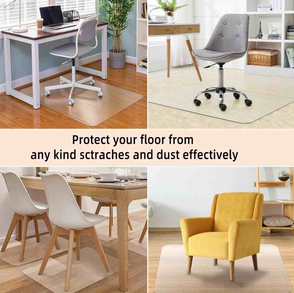 Condition photo showing Good Condition for GPED Office Chair Mat, 48"x60" Rectangle Floor Mats,Office Desk Mat for Hardwood Floor, Clear PVC Heavy Duty Floor Protector for Office & Home