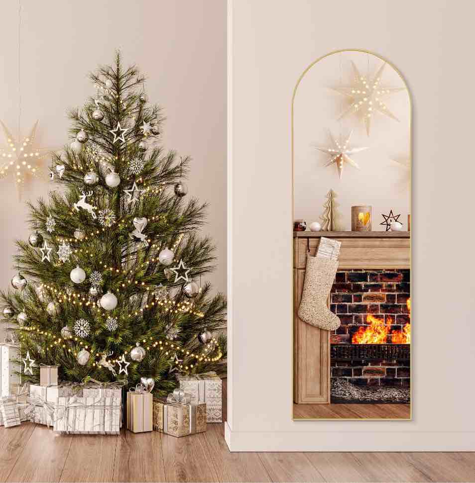 EDX Arched Full Length Mirror 64 x21 Full Body Mirror Rectangle Free Standing Wall Mounted Leaning Hanging Floor Mirrors Gold