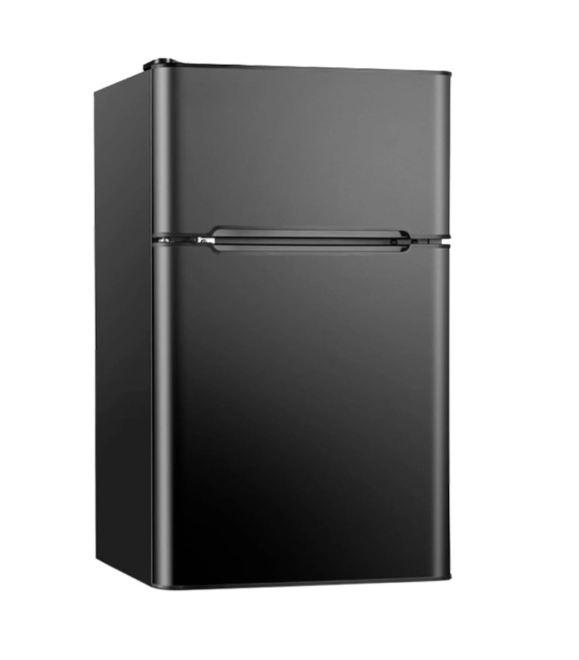 Simzlife 3.2 Cu ft Two Door Mini Refrigerator with Freezer Compact Small Fridge Adjustable Removable Shelves Black