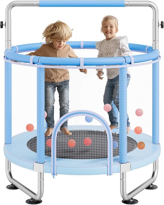 55 in. Blue Round Small Toddler Trampoline for for Kids Indoor and Outdoor