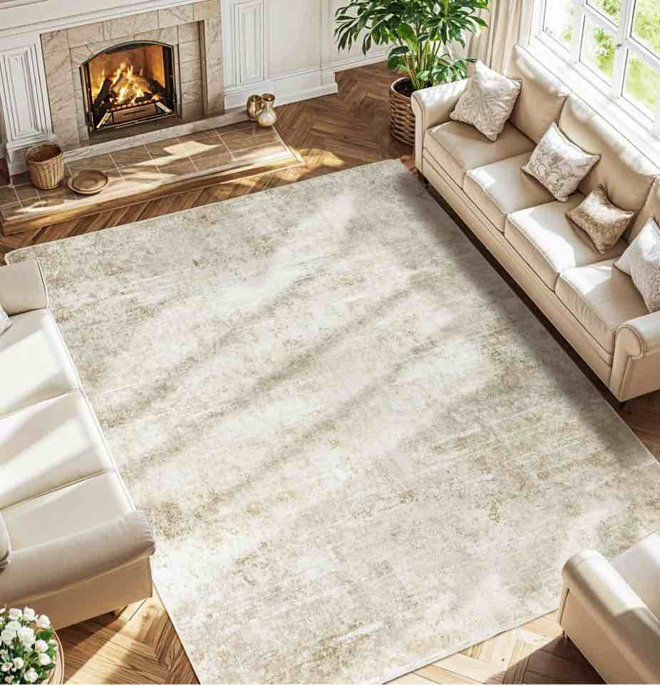 SONORO KATE 10'x12' Area Rugs for Living Room, Machine Washable Oriental Vintage Non Slip Soft Indoor Area Carpet, Beige