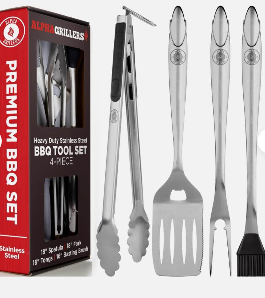 Alpha Grillers Grill Set Heavy Duty BBQ Accessories - BBQ Tool Set 4pc Grill ...