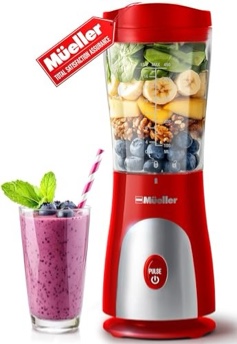 Mueller Smoothie Blender for Smoothies - Personal Blender for Shakes, Frozen Drinks, Baby Food & More, 15oz Travel Cup and Lid, Durable Stainless Stee