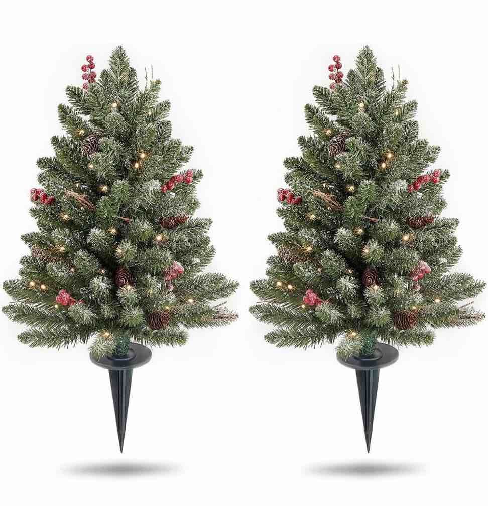 Outdoor Christmas Trees, 2 Pack, Green