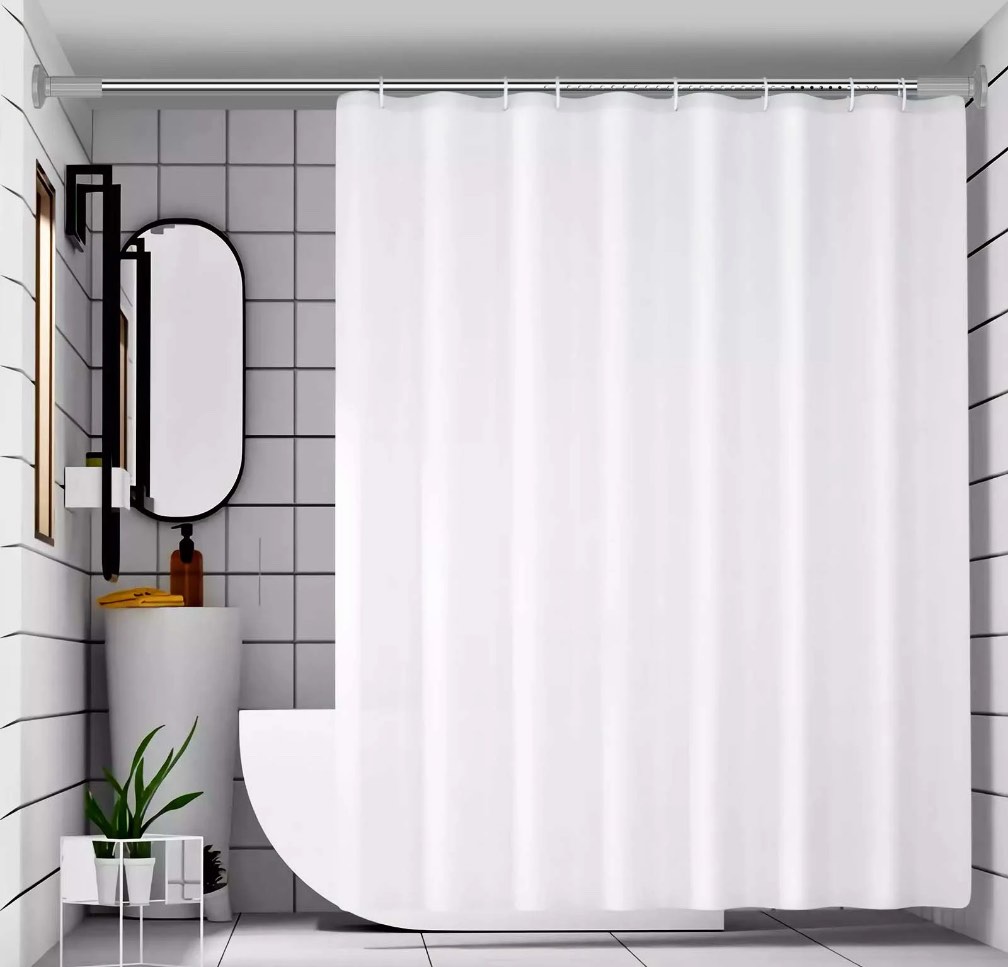 Ktinnead Tension Curtain Rod 51-128in, Extra Long Curtain Rod No Drilling for Window or Bathroom Patio, Adjustable Spring Shower Curtain Rod, Easy to Install Never Rust, Rod Diameter 1.26in-Silver