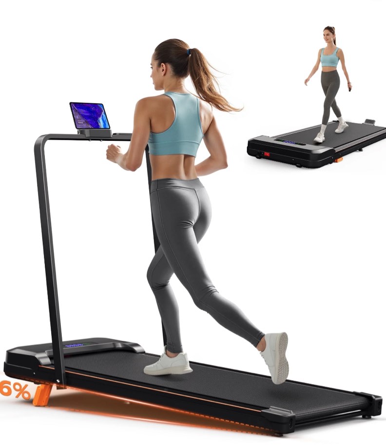 Primy Walking Pad with Incline and Handle, 4 in 1 Compact Under Desk Treadmill for Walking Jogging, Portable Foldable Treadmill, Modern Fitness Equipment, Stable Workout Running Machine