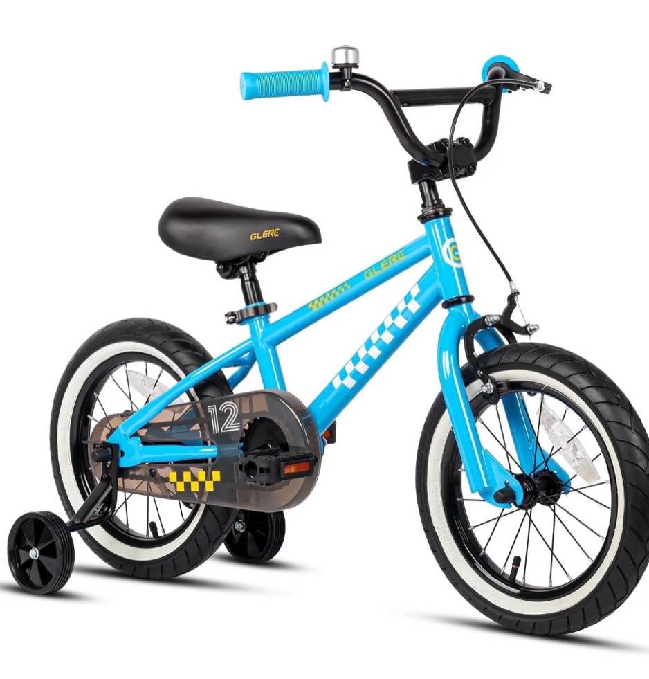 Glerc NuNu 12 Inch Kids Bike BMX Style for 2 3 4 Years Old Boys Girls, Toddler Bicycles with Training Wheels & Coaster Brake, Blue