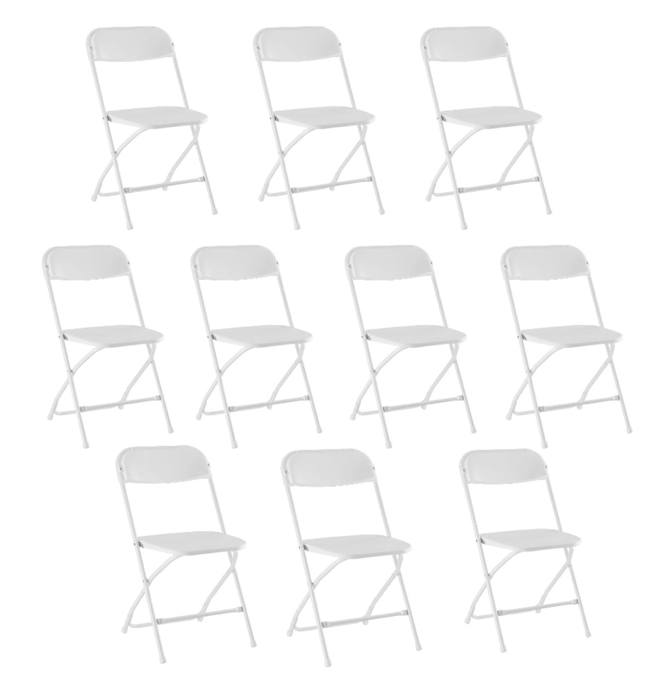 CONCETTA Plastic Folding Chair Set of 10, 330LB Load Capacity Lightweight for Indoor/Outdoor, White