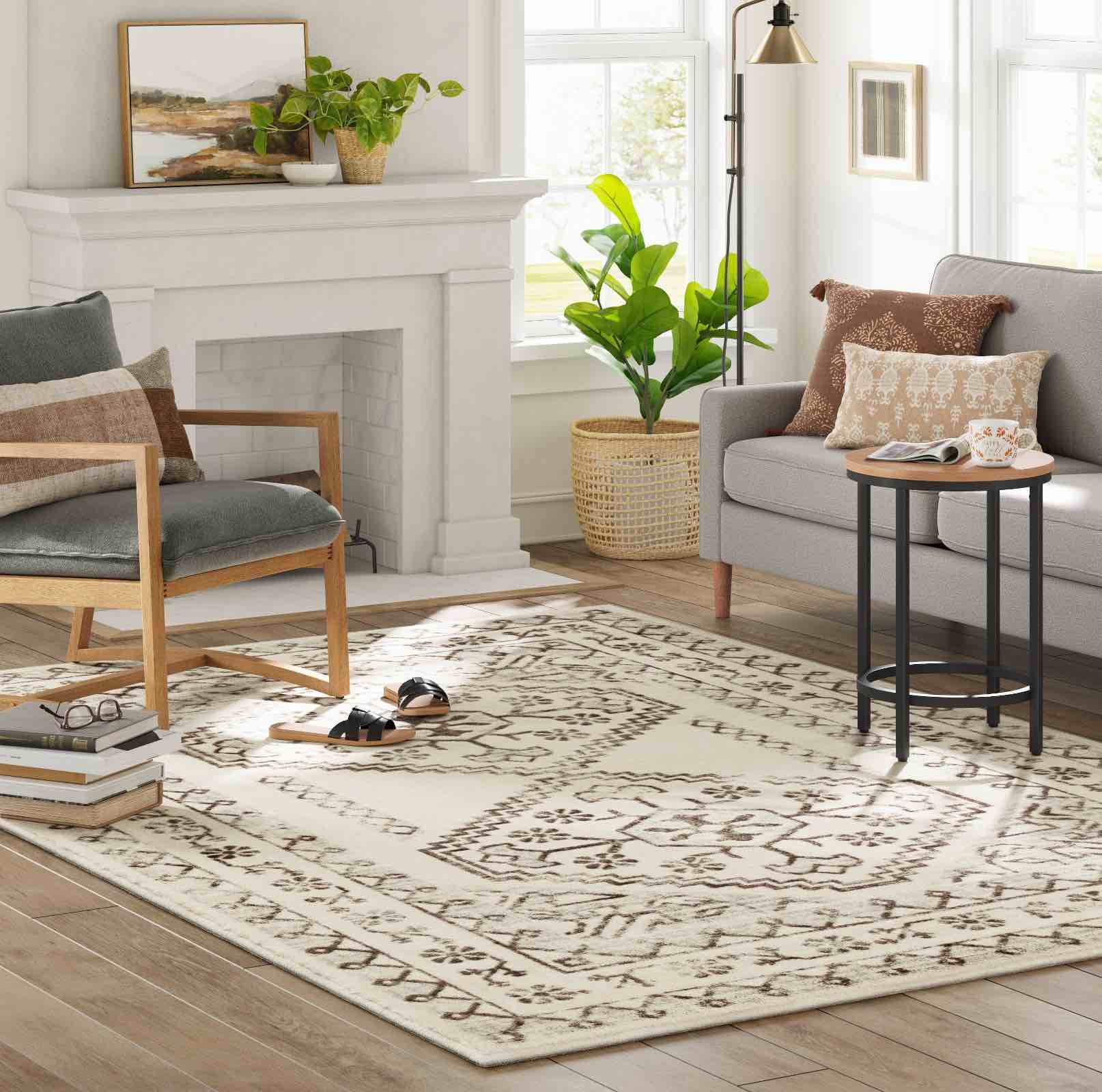 7'x10' Kensington Washable Persian Style Cream Rug Cream - Threshold™