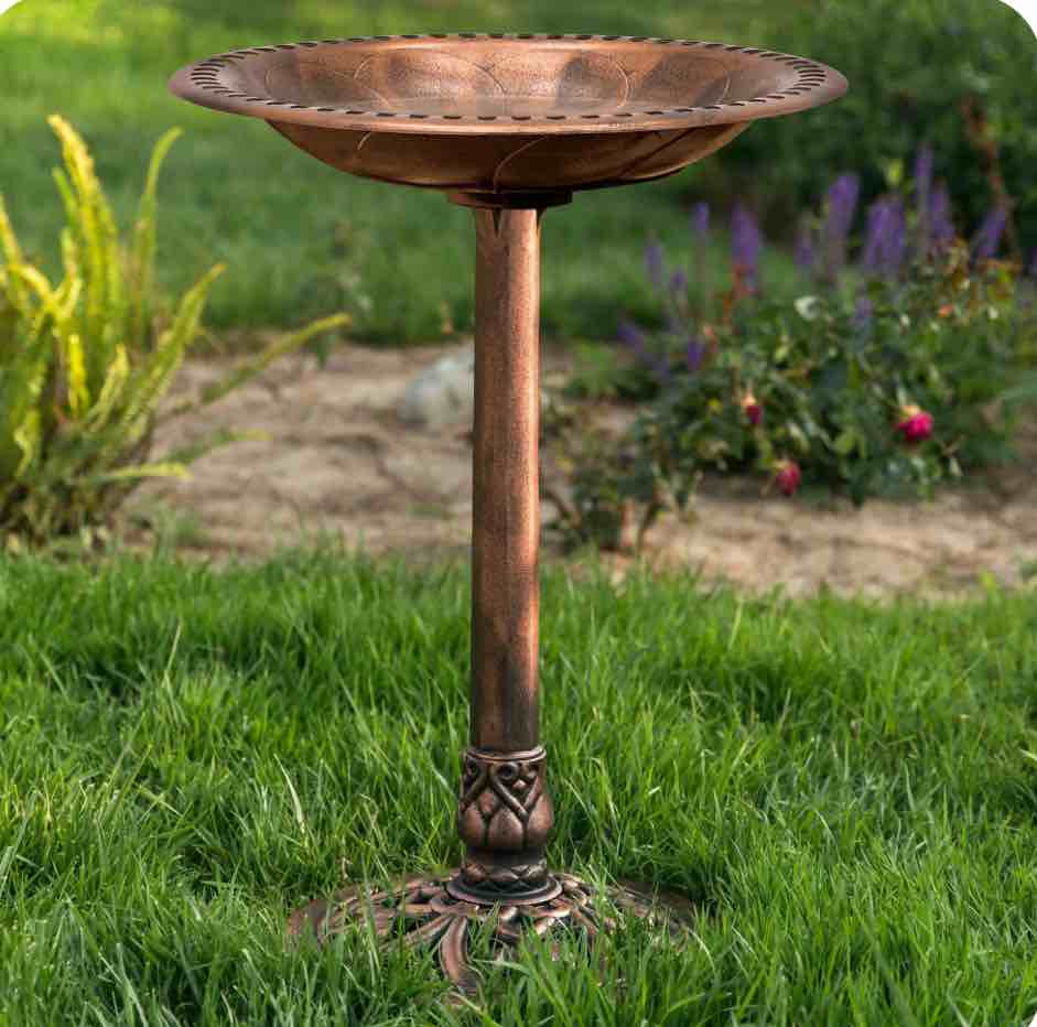 Global LLC Acadia Brushed Bronze Birdbath by Sun-Ray