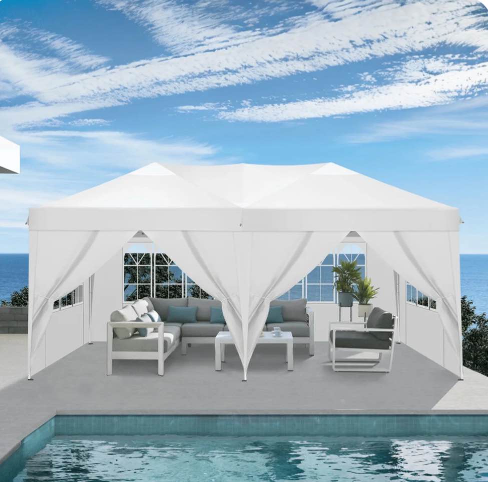 COBIZI 10x20 Pop up Canopy Party Tent Outdoor Event Protable Instant Shelter Canopy Gazebo with 6 Removable Sidewalls and Carry Bag,White