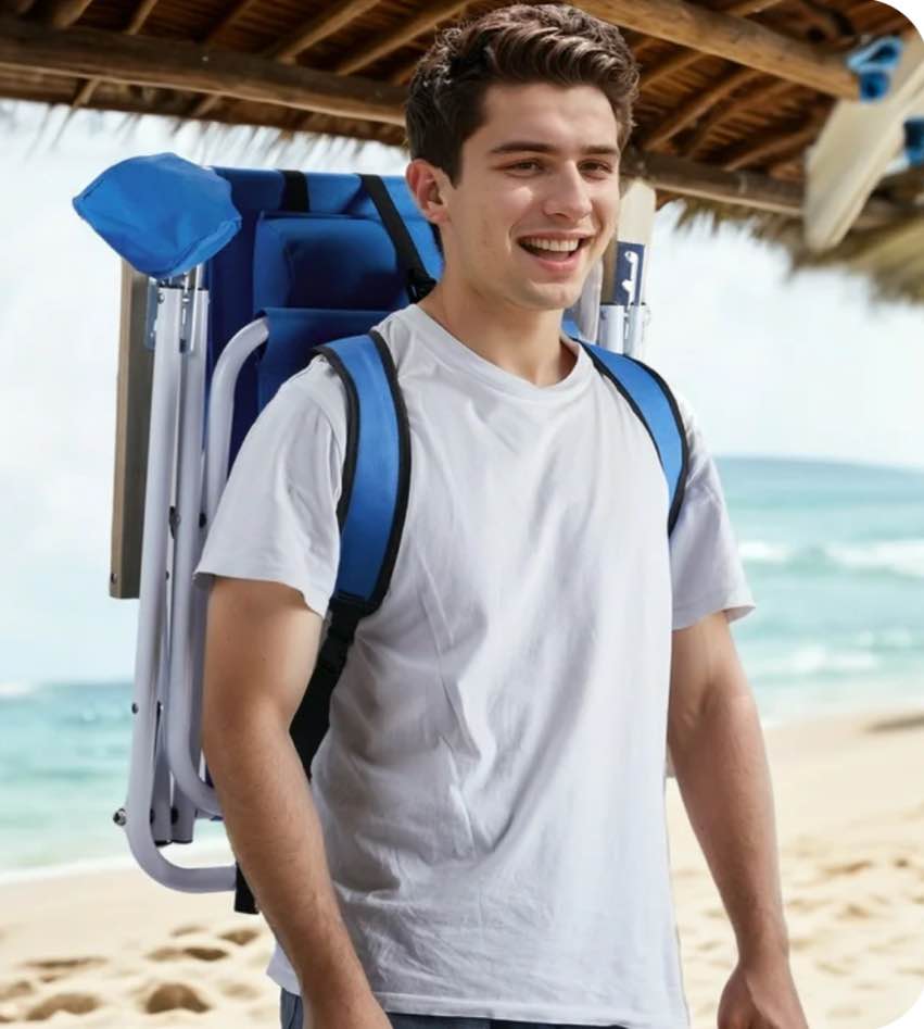 Ktaxon Chair Folding Portable Beach Chair Blue Solid Construction Camping