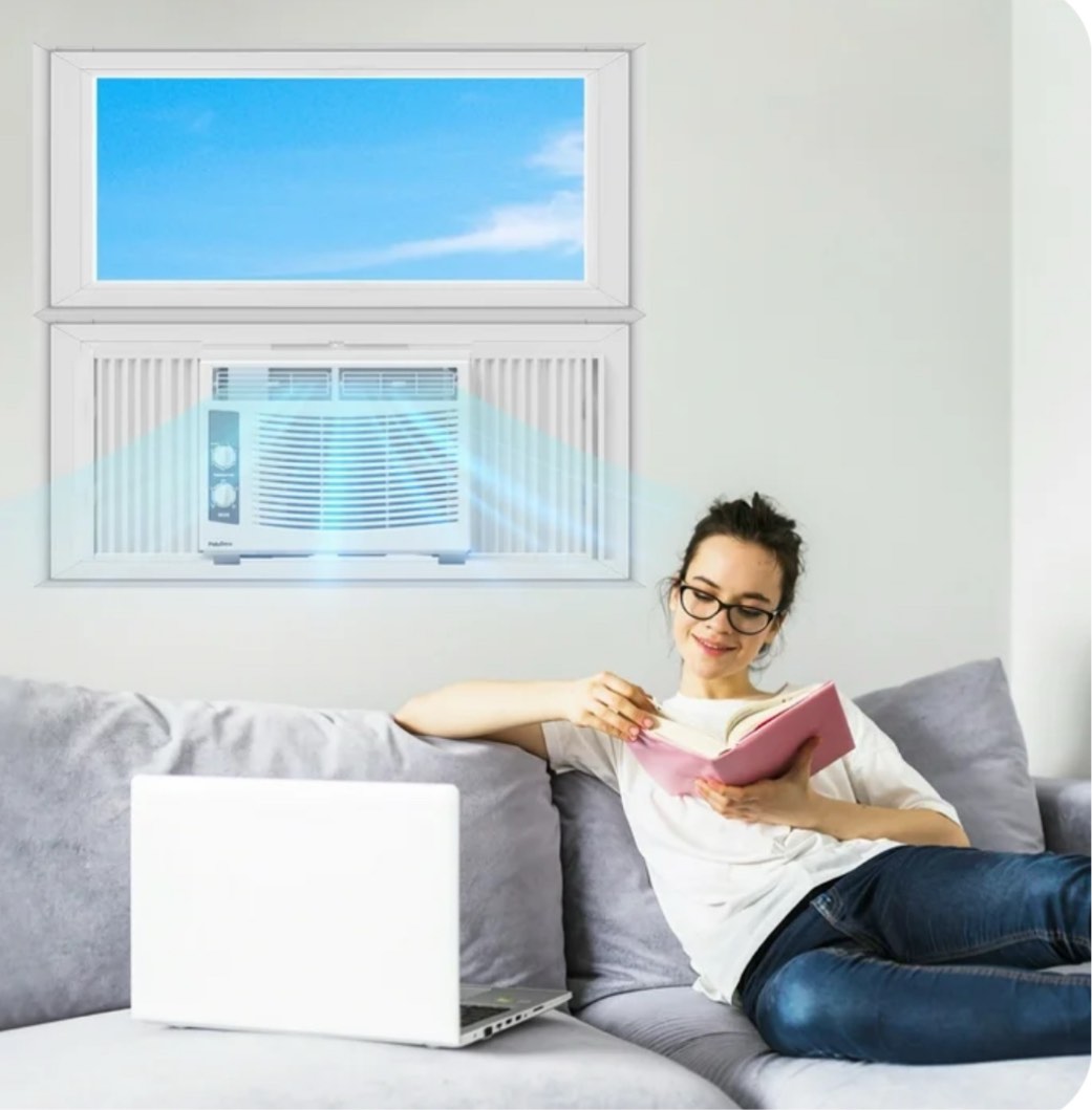 PhiloDeco 5000 BTU Window Air Conditioner Easy Cool - Capable of Cooling Up to 150 sq ft. 2 Fan Speeds, 4-Way Air Direction, Mechanical Control, Filter, for Small Room Air Conditioner, Small Ac Unit