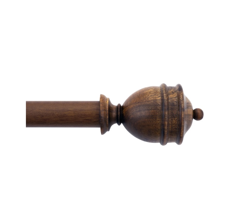 Better Homes & Gardens 1 Inch Adjustable Wooden Curtain Rod 42 to 120 inch with Wood Urn Finials for Door & Windows