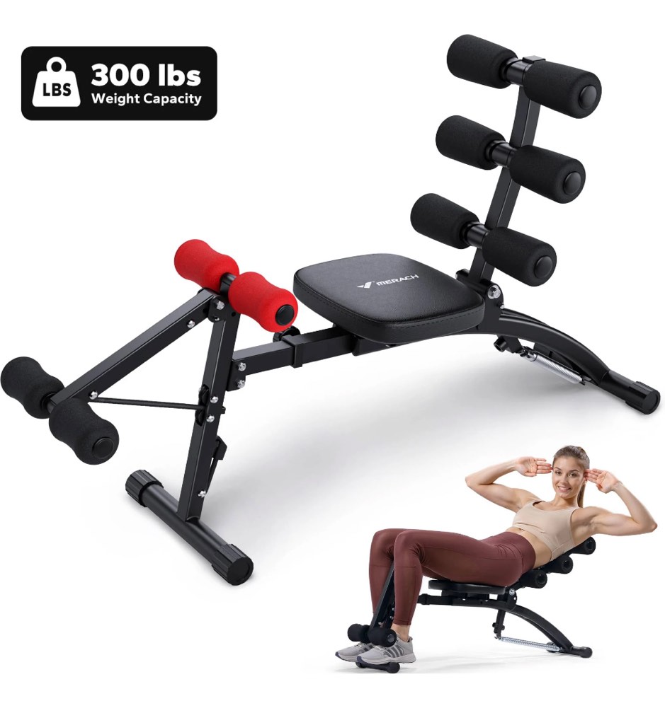 MERACH Ab Machine, Stomach Workout Equipment with Adjustable Length, Abdominal Workout Bench with Ergonomic Design