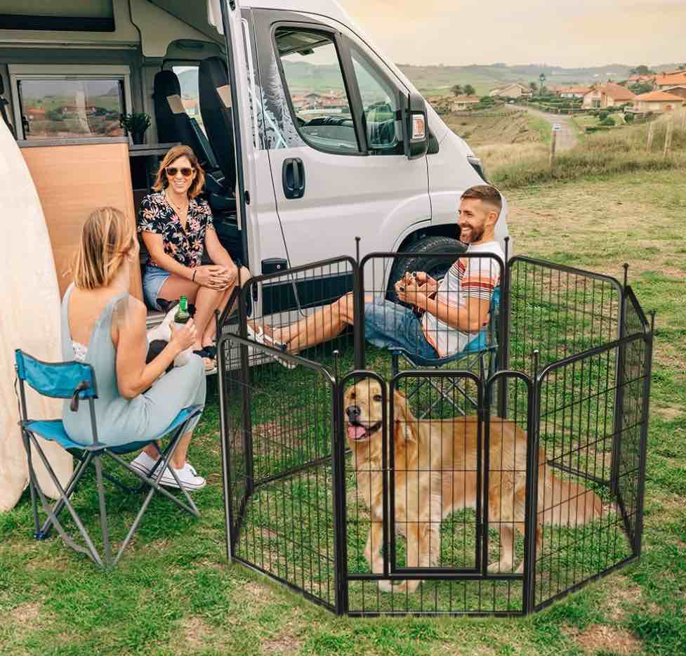 DomiPet Dog Playpen 8 Panels 40Inch Heavy Duty Dog Pen Pet Fence Playpen Indoor Outdoor