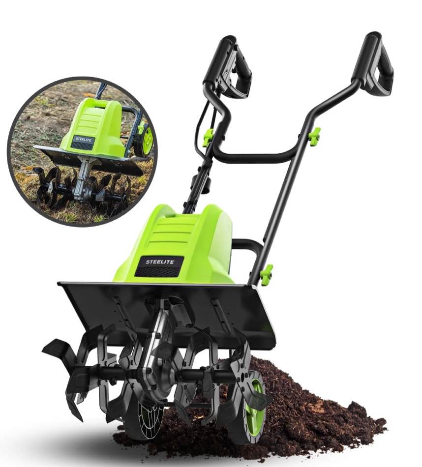 Steelite 16 Inch Corded Electric Tiller,13.5-Amp Electric Tiller and Cultivator for Gardening