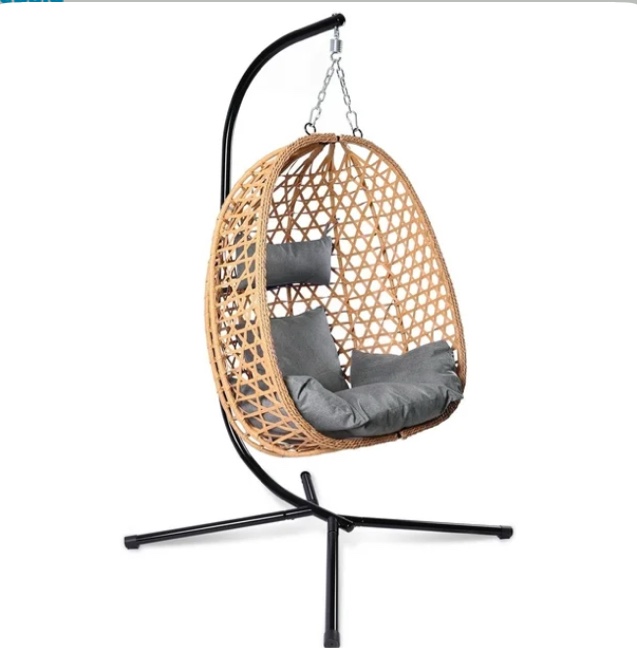 Egg Chair with Stand, Patio Wicker Bifanuo Hanging Chair, Hammock Swing Chair, 350LBS Capacity for Bedroom, Balcony, Garden