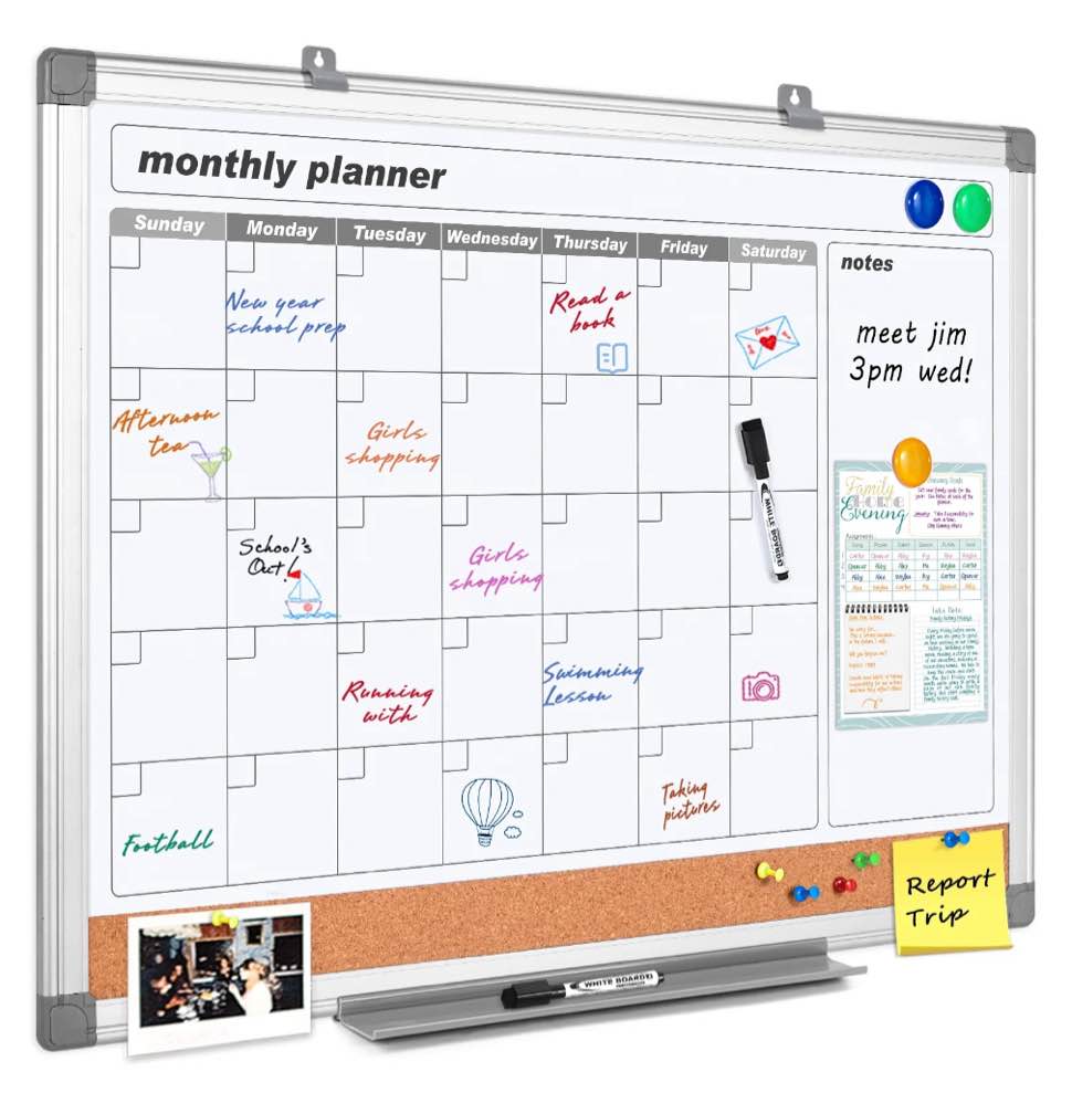 SWANCROWN Dry Erase Calendar Whiteboard with Accessories Included