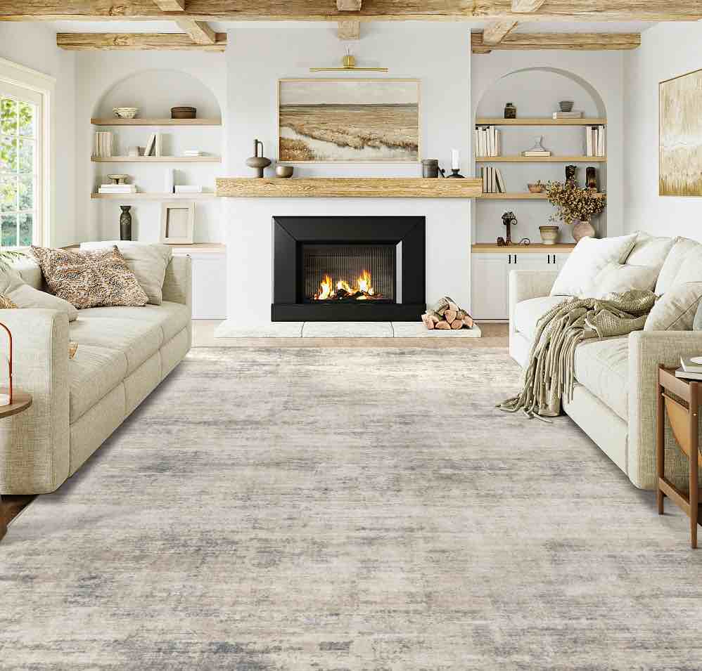 BERTHMEER 9'x12' Large Abstract Area Rugs Modern Rugs for Living Room Bedroom Dining Room Farmhouse Machine Washable Non-slip, Beige