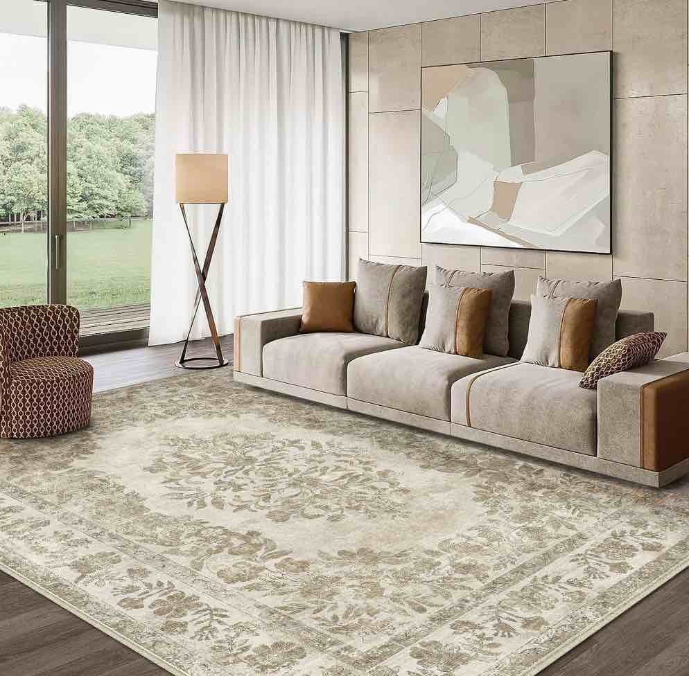 WIPONKEN 5x7 Area Rugs for Living Room Bedroom Dining Room Office Farmhouse, Machine Washable Non Slip Vintange Persia Rug