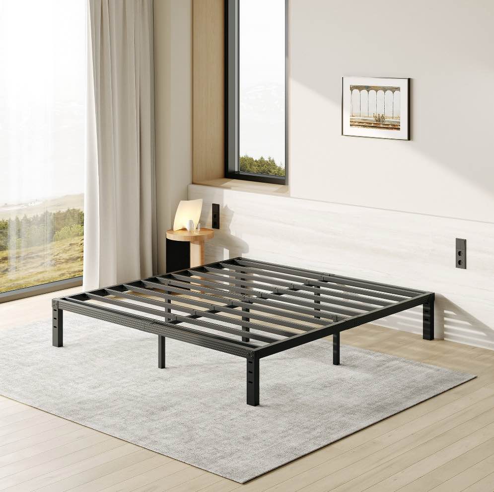 FSCHOS 12 Inch King Size Bed Frame, Heavy Duty Metal Platform, No Box Spring Needed, Easy Assembly, Black