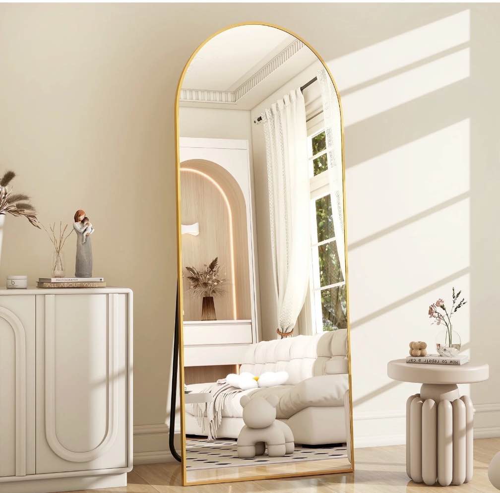 BEAUTYPEAK 64"x 21" Full Length Mirror Arched Standing Floor Mirror Full Body Mirror, Go