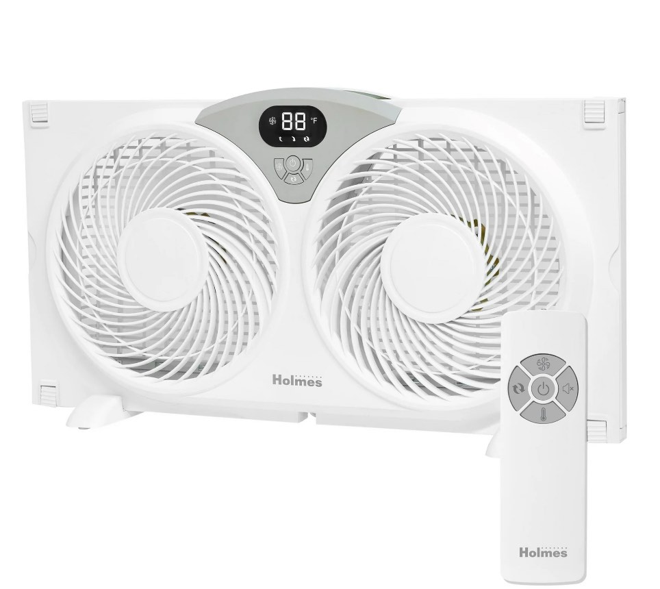 Holmes 9" Digital Window Fan, 3-Speed, Thermostat, Remote, Adjustable Extenders
