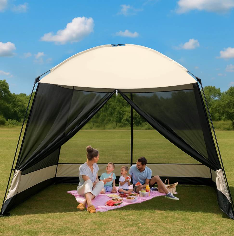 Screen House Room, GVDV 11x11 Ft Mesh Net Screen Tent Canopy, Easy Setup & Waterproof & Sunshade, Suitable for Camping Trip, Beach, Picnic