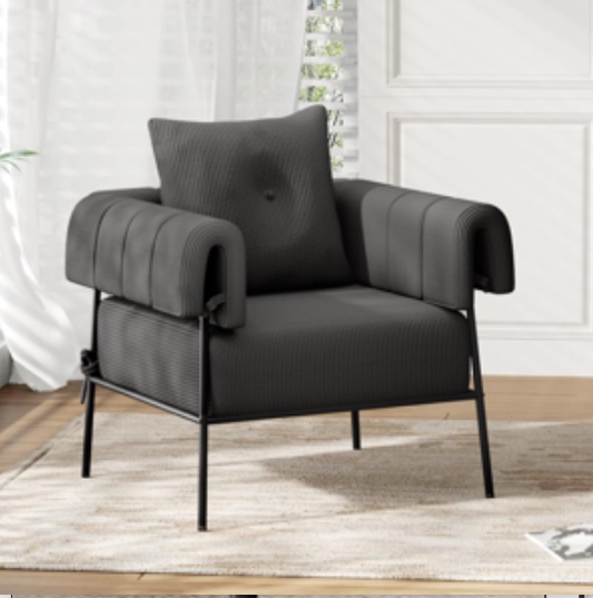 Modern Accent Chairs Comfy Chairs with Pillow Lounge Chair Reading Chair for Living Room Upholstered Bedroom Arm Chair with Metal Frame, Armchair, Soft Cushion, Corduroy, ****REDDISH BROWN**** see photo